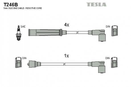 Комплект проводів запалювання TESLA T246B (фото 1)