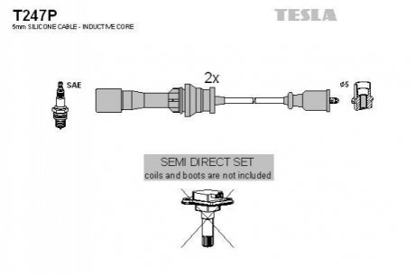 Комплект проводів запалювання TESLA T247P (фото 1)