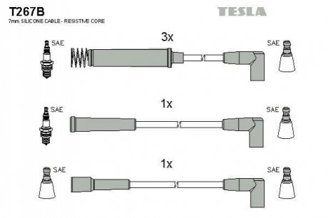 Комплект проводів запалювання TESLA T267B