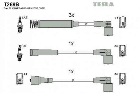 Комплект проводів запалювання TESLA T269B (фото 1)