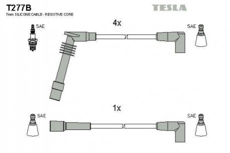 Комплект проводів запалювання TESLA T277B