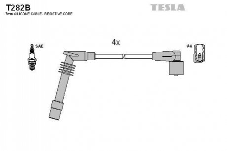 Комплект проводів запалювання TESLA T282B