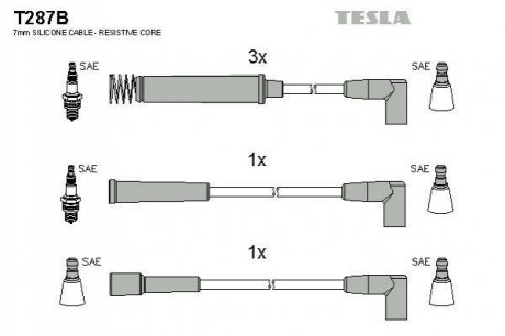 Комплект проводів запалювання TESLA T287B