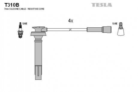 Комплект проводів запалювання TESLA T310B