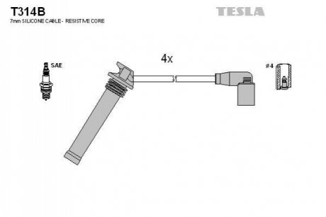 Комплект проводів запалювання TESLA T314B (фото 1)