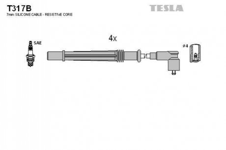Комплект проводів запалювання TESLA T317B