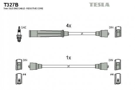 Комплект проводів запалювання TESLA T327B