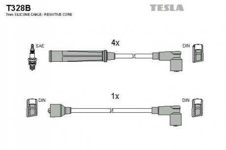 Комплект проводів запалювання TESLA T328B