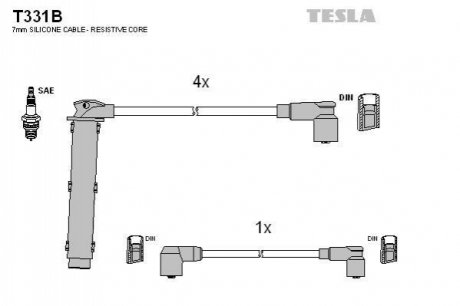 Комплект проводів запалювання TESLA T331B