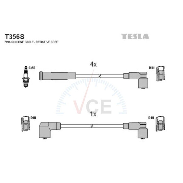 Комплект проводов зажигания TESLA T356S (фото 1)