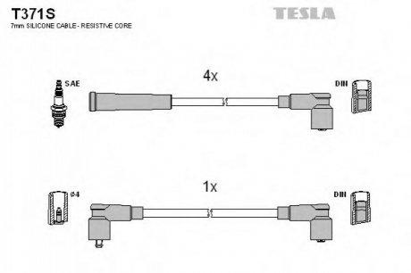 Комплект проводів запалювання TESLA T371S (фото 1)
