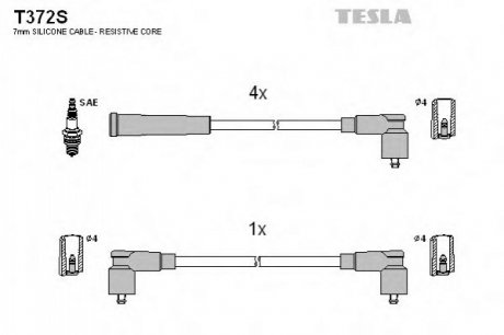 Комплект проводів запалювання TESLA T372S (фото 1)