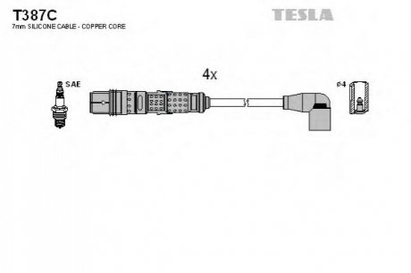 Комплект проводів запалювання TESLA T387C