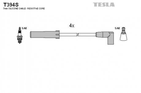 Комплект проводів запалювання TESLA T394S