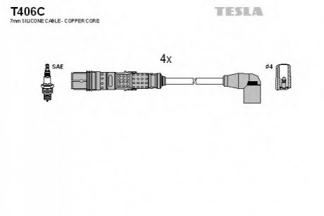 Комплект проводів запалювання TESLA T406C