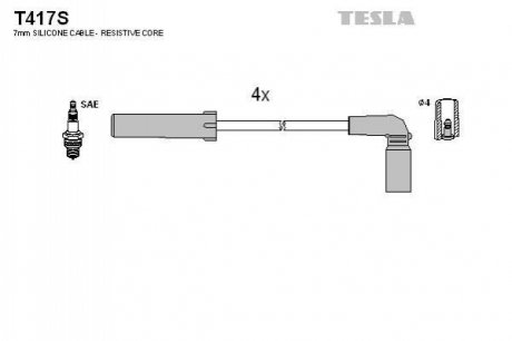 Комплект проводів запалювання TESLA T417S