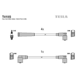 Комплект проводів запалювання TESLA T418S