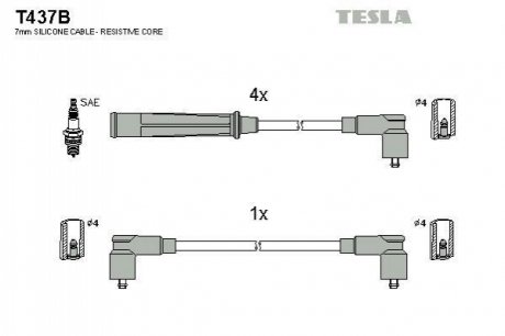 Комплект проводів запалювання TESLA T437B (фото 1)