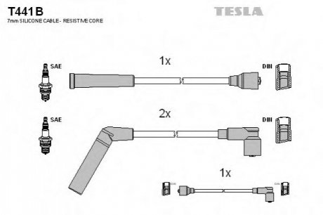 Комплект проводів запалювання TESLA T441B (фото 1)