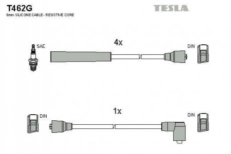 Комплект проводів запалювання TESLA T462G
