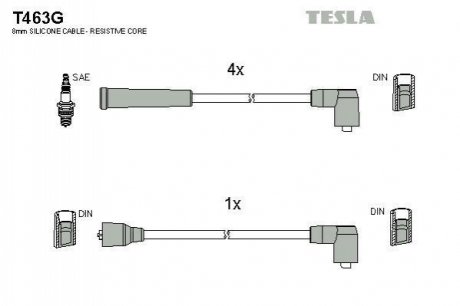 Комплект проводів запалювання TESLA T463G (фото 1)