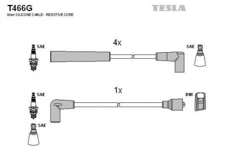 Комплект проводів запалювання TESLA T466G
