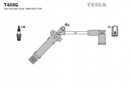Комплект проводів запалювання TESLA T468G (фото 1)