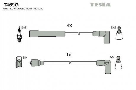 Комплект проводів запалювання TESLA T469G