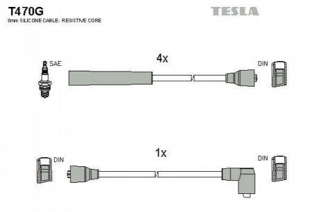 Комплект проводов зажигания TESLA T470G (фото 1)