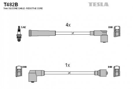 Комплект проводів запалювання TESLA T482B (фото 1)