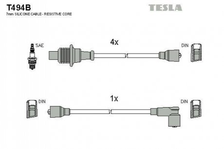 Комплект проводів запалювання TESLA T494B (фото 1)