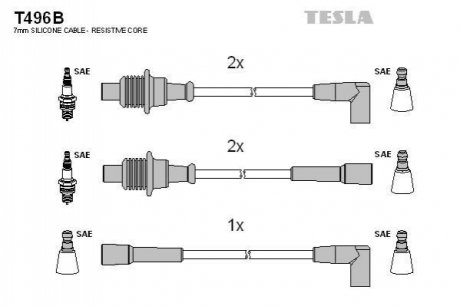 Комплект проводов зажигания TESLA T496B