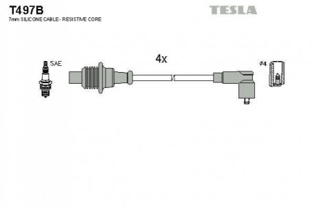 Комплект проводів запалювання TESLA T497B