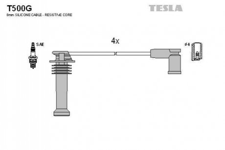 Комплект проводів запалювання TESLA T500G