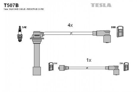 Комплект проводів запалювання TESLA T507B