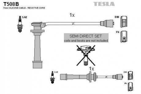 Комплект проводів запалювання TESLA T508B