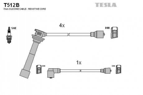 Комплект проводов зажигания TESLA T512B (фото 1)