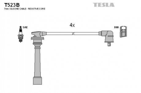 Комплект проводів запалювання TESLA T523B