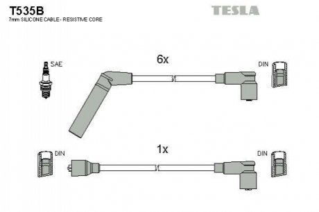Комплект проводів запалювання TESLA T535B