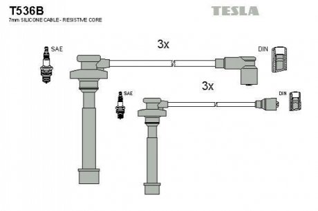 Комплект проводів запалювання TESLA T536B