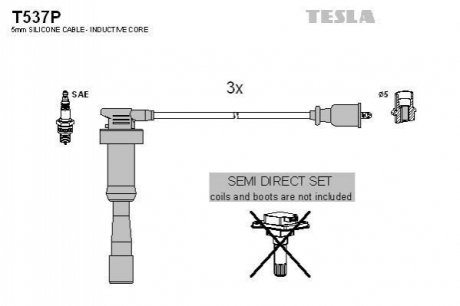 Комплект проводів запалювання TESLA T537P