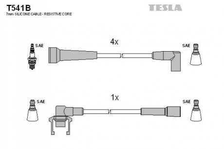 Комплект проводів запалювання TESLA T541B