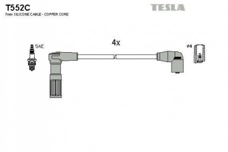 Комплект проводів запалювання TESLA T552C
