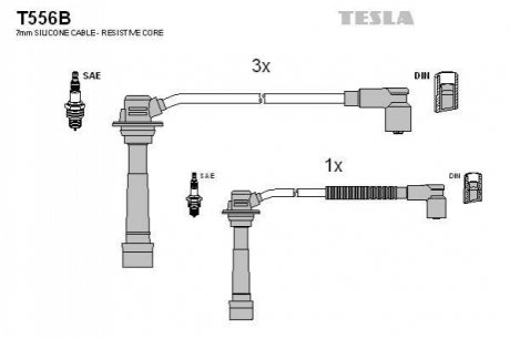 Комплект проводів запалювання TESLA T556B