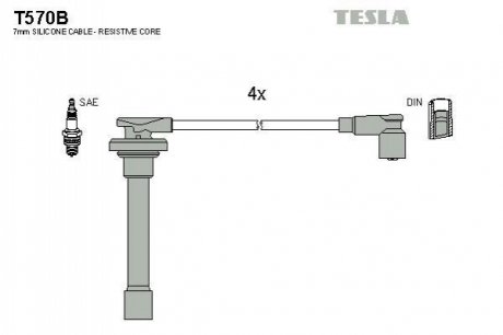 Комплект проводів запалювання TESLA T570B