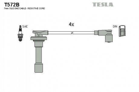 Комплект проводів запалювання TESLA T572B