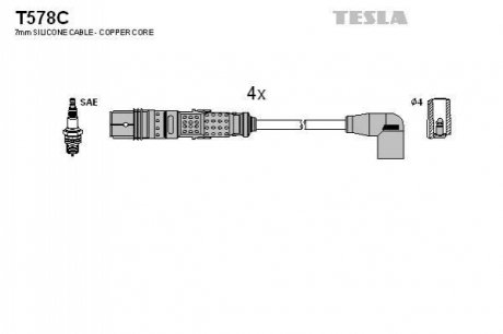 Комплект проводів запалювання TESLA T578C