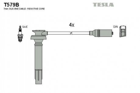 Комплект проводів запалювання TESLA T579B (фото 1)