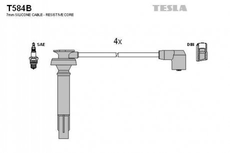 Комплект проводів запалювання TESLA T584B (фото 1)