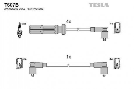 Комплект проводів запалювання TESLA T607B